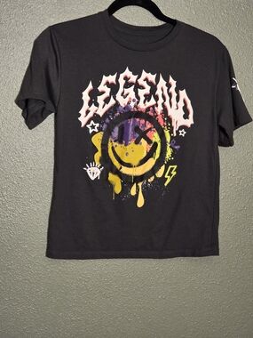 Legend Kids Black Graphic Drip Smile Tee Size Medium